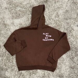 Edikted Brown Hoodie with Pink Text